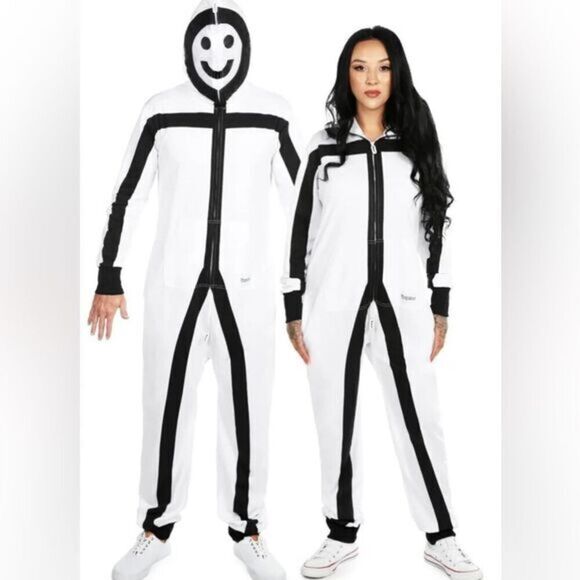 NWOT TIPSY ELVES Unisex Stick Figure One Piece Zip Up Costume Halloween - Size X - Picture 1 of 9